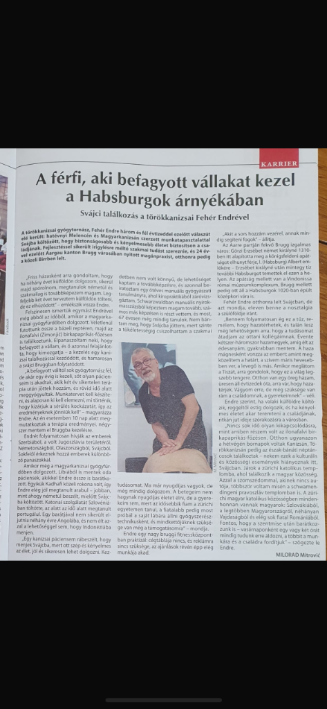 Ungarischer Zeitungsbericht über Endre Feher